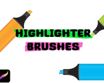 Pincéis para marca-texto Procreate, Pincéis para marca-texto realistas para Procreate, Amostras de paleta de cores, Pincéis para Procreate