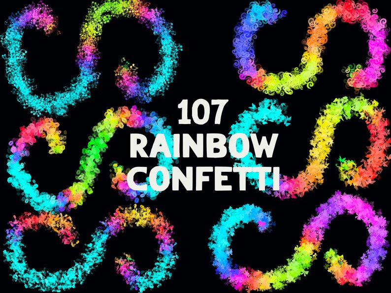 Procreate Glitter and Confetti Brushes, Color Changing Brushes, Rainbow
