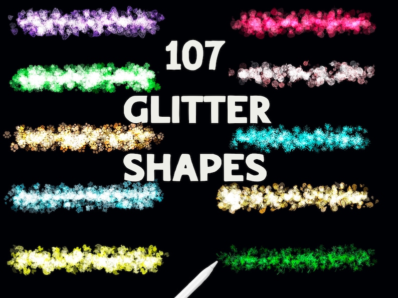 Procreate Glitter and Confetti Brushes, Color Changing Brushes, Rainbow