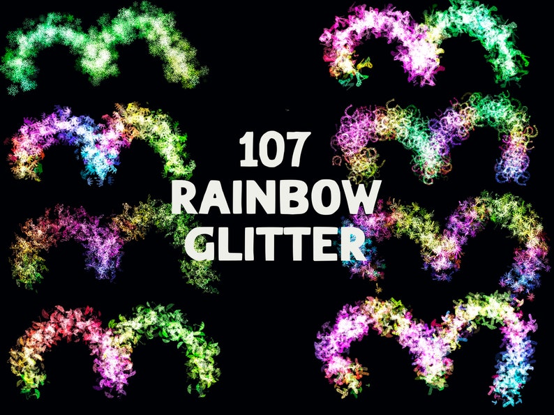 Procreate Glitter and Confetti Brushes, Color Changing Brushes, Rainbow