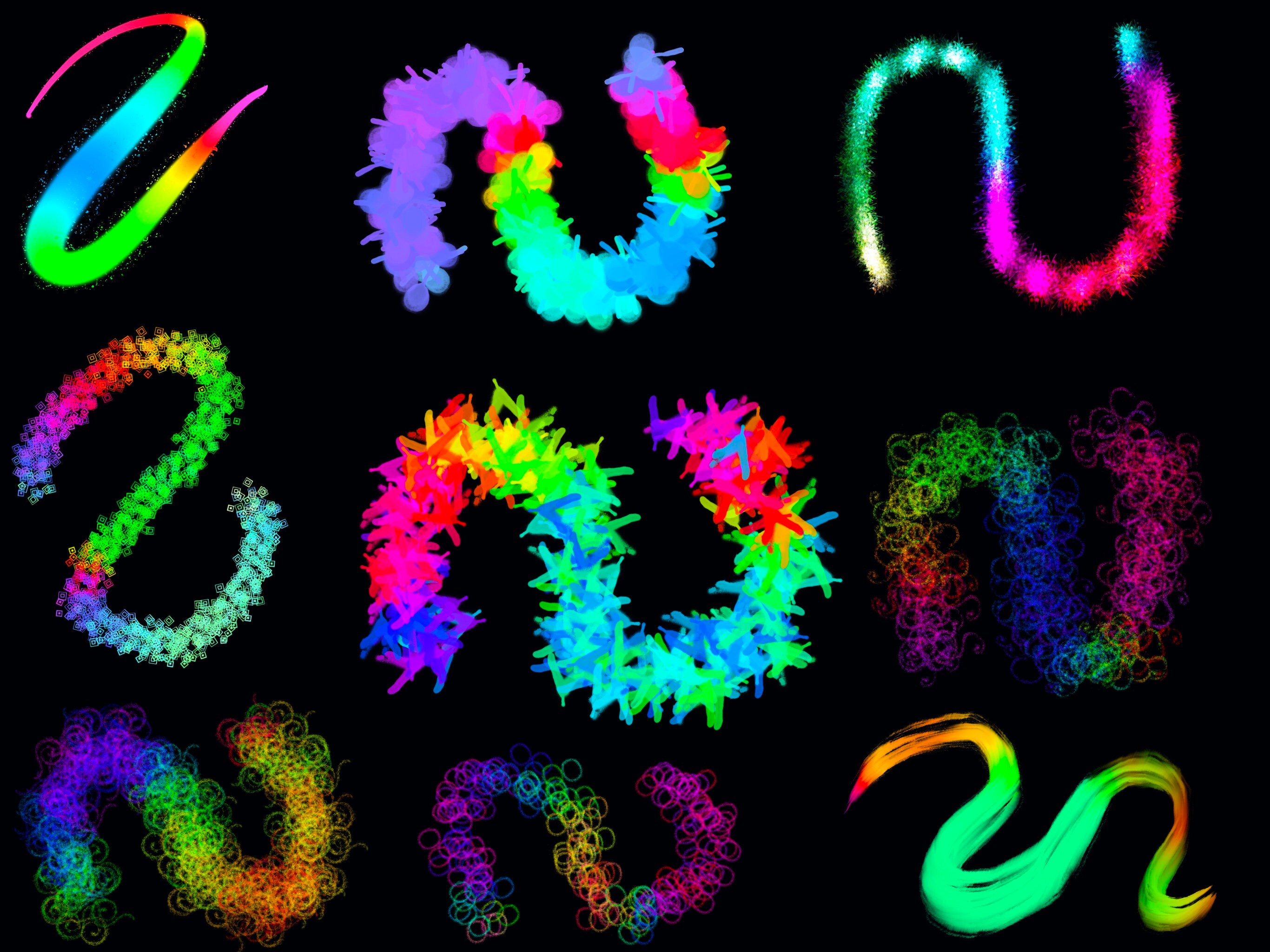 100 Procreate Rainbow Brushes, Color Changing Brushes, Good for ...