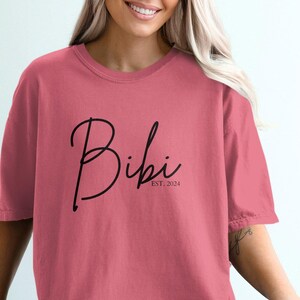Custom Bibi T-Shirt for New Grandma, Established 2024, Casual Graphic Tee, Personalized Birthday Gift, Trendy Comfort Colors 1717 Shirts Watermelon