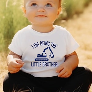 Little Brother Tees, Infant tee, I Dig Being the Little Brother shirts, sibling shirt for baby brother, Pregnancy Announcement infant shirts