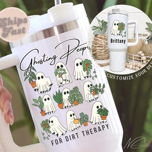 Personalized 40 oz Tumbler Gift for Gardener, Plant Lover Tumbler with Handle, Custom Plant Therapy Cup Mug Tumbler, Plant Lady Tumbler Mug