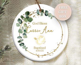 Personalized Baptism Ornament Gift for Baby Girl | Christening Keepsake | Custom Ceramic Baptism Gift Girl | Baby Baptism Gift |