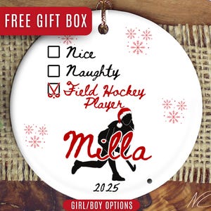 Personalized Field Hockey Ornament Gift for Hockey Players, Custom Name Ornament 2025, Sports Ornament Gifts for Christmas, Hockey Ornament