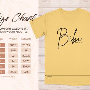 Custom Bibi T-Shirt for New Grandma, Established 2024, Casual Graphic Tee, Personalized Birthday Gift, Trendy Comfort Colors 1717 Shirts image 7