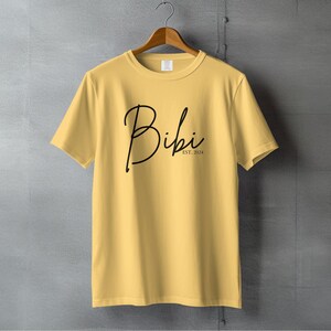 Custom Bibi T-Shirt for New Grandma, Established 2024, Casual Graphic Tee, Personalized Birthday Gift, Trendy Comfort Colors 1717 Shirts Butter