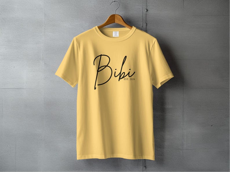 Custom Bibi T-Shirt for New Grandma, Established 2024, Casual Graphic Tee, Personalized Birthday Gift, Trendy Comfort Colors 1717 Shirts Butter