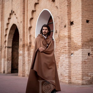 Moroccan Handmade _Hooded Long Overcoat _luxury Winter Warm Cape _ Poncho Winter coat Silham burnous