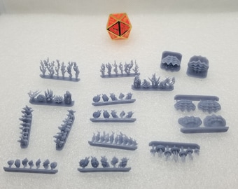 Ocean Aqua Scape Aquarium Miniatures Coral Starfish Clam w/ Treasure Crabs Fish Dollhouse Dnd TTRPG Resin Print Jellyfish Basing Bits