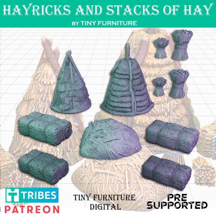 Hay Bale Rick Stack Straw Grass Feed Farm Scatter Terrain Scenery Landscape TTRPG Fantasy dnd Medieval Ranch