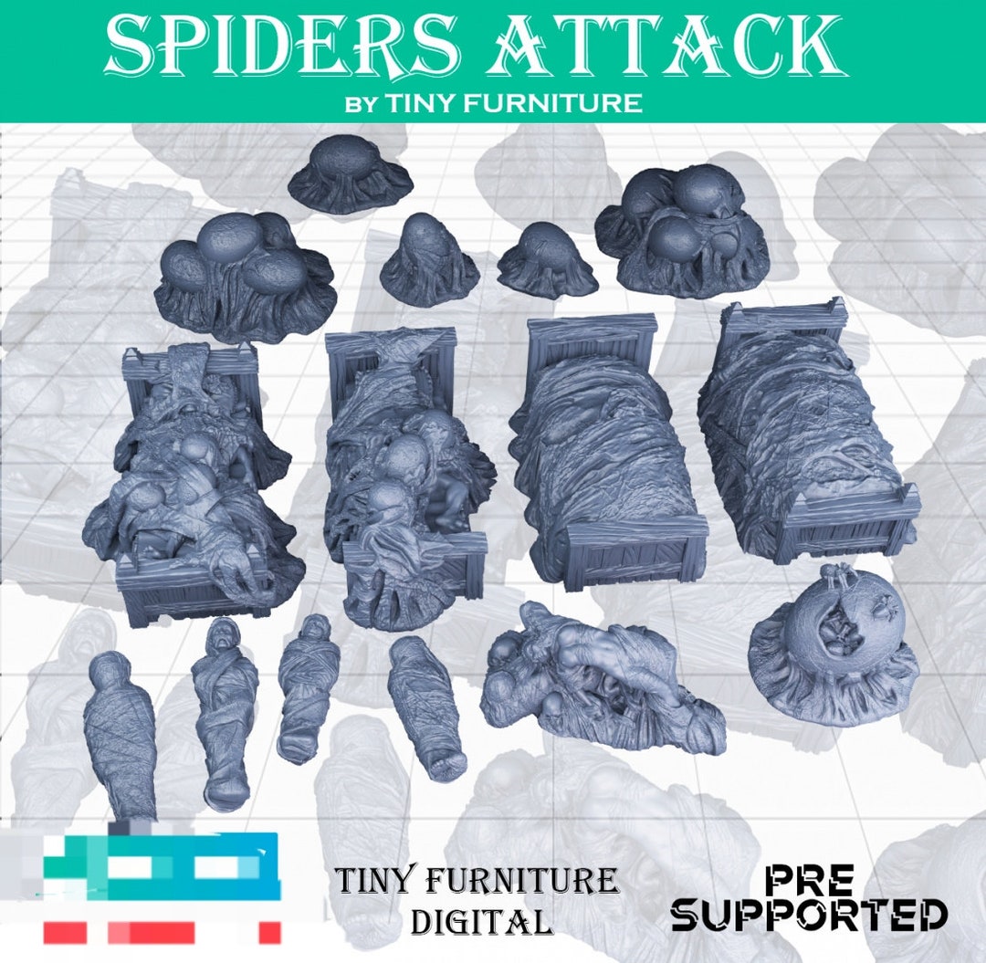 Spider Attack Miniature TTRPG Warhammer D&amp;D 3D Print Web Covered ...