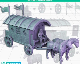 Nobles Carriage Horse Drawn Cart Victorian Edwardian Town Scatter Terrain Scenery Landscape TTRPG Fantasy dnd Miniature