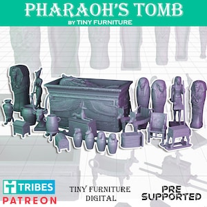 Pharoah Tomb Room Scatter Terrain Scenery Landscape TTRPG Fantasy dnd Egypt Egyptian King Queen Dead Sarcophagus