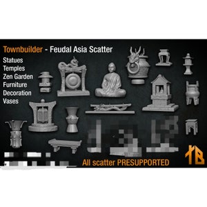 Feudal Asia Scatter Terrain Scenery D&D TTRPG Resin 3D Print Miniature Buddha Shrine Zen Lantern Dollhouse