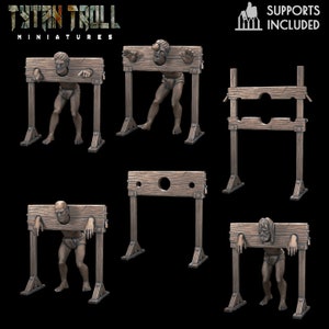 Prisoners in the Stocks Stockade Prisoner Miniature Resin Print TTRPG Fantasy D&D 32 mm
