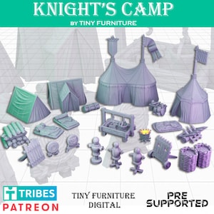 Knights Camp Outpost Dumby Barracks Medieval Fantasy TTRPG Dnd Miniature Scatter Terrain Scenery