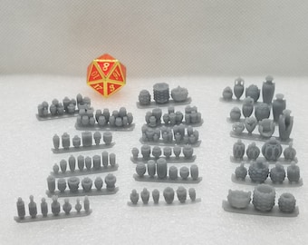 Bottles Jars Baskets Urns Miniature 3D Printed Terrain Scatter D&D Basing Bits Scenery Resin