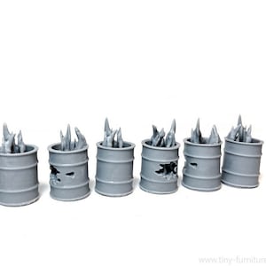 6 | Burnings Burn Barrels Metal Dollhouse Scatter D&D Terrain resin print Scifi Post Apocalyptic Wasteland