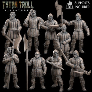 City Guard Bundle Guards Fantasy TTRPG Miniature Resin Print 32 mm Mittelalterlich