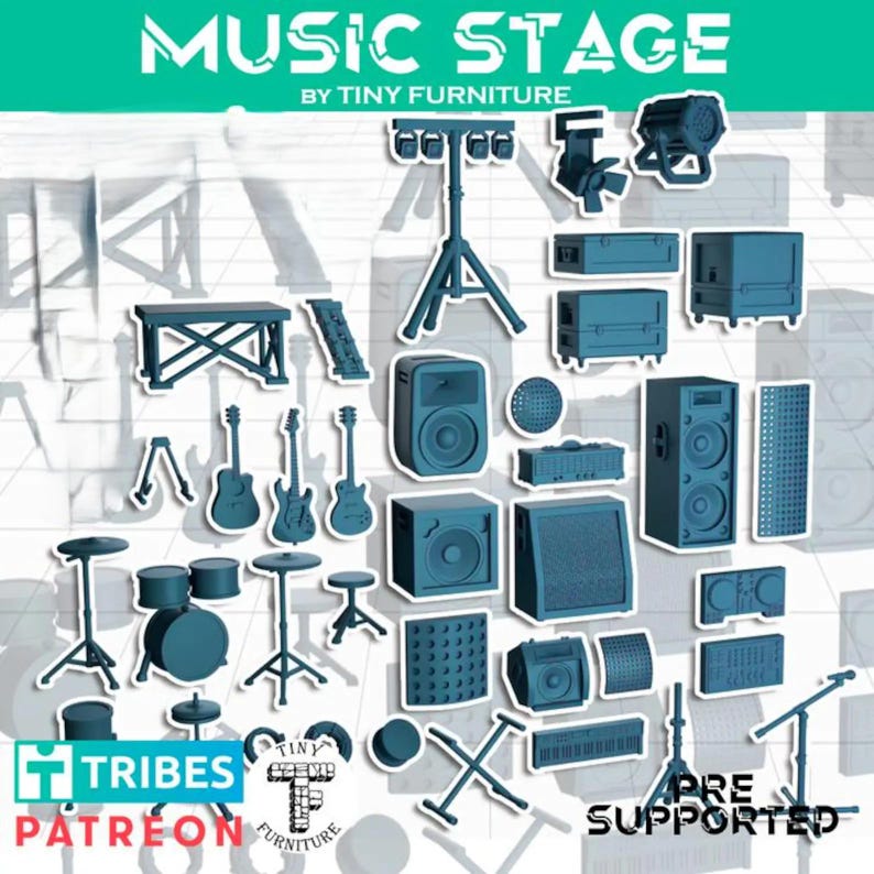 Random Musical Set Music Stage Musical Concert Scatter Modern Equipment Scenery Landscape ...