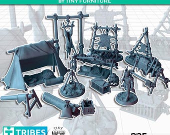 Wilderer Lager Jäger bei der Jagd Wilderer Tierfänger Bräunen Kürzen Scatter Terrain Landschaft Landschaft TTRPG Fantasy dnd