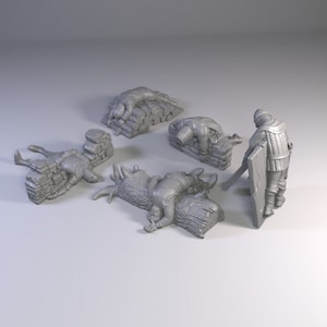 Casualties on Obstacles Dead War D&D Tabletop RPG resin 3D print Miniature Scatter Terrain Scenery Dead