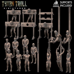 19 Prisoners Pack Scatter D & D 32 mm Fesseln Lagerbestände Harz Druck Miniatur Fantasy TTRPG