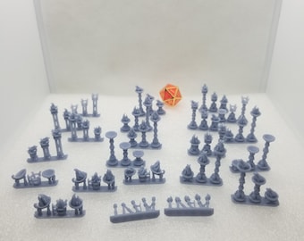 Braziers Torches Bundle Lot Skulls Metal Stone On Off Wall Accents Fire DnD Scatter Terrain Dollhouse Miniatures Resin Print Basing Bits