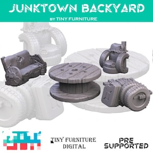 Junk Back Yard Chill Area Couch Spool Table Miniature Scatter D&D Terrain Dollhouse Resin Hillbilly