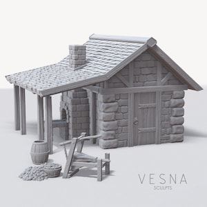 Blacksmith House Shop Terrain Scenery TTRPG Scatter landscape Fantasy dnd Metal Working Medieval