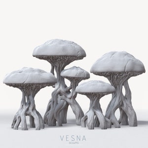 Big Mushroom Trees 2 Fungus Fungi forest Woods Scatter Terrain Scenery TTRPG landscape Miniature Dnd