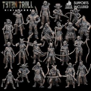Dnd Heros Ranger Huge Bundle Archers TTRPG Fantasy Miniature