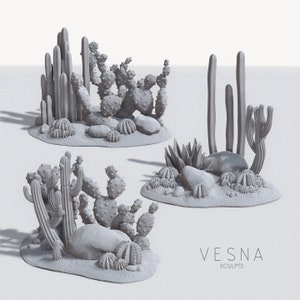 Big Cactus Pack Scatter Terrain Scenery TTRPG landscape Dnd Fantasy Desert Cacti Southwestern