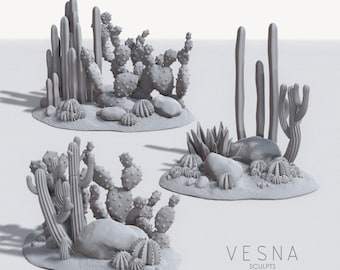 Big Cactus Pack Scatter Terrain Scenery TTRPG landscape Dnd Fantasy Desert Cacti Southwestern