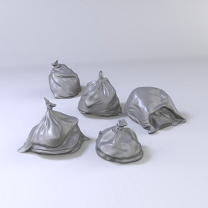 5 Bags Of Trash Scatter Terrain D&D Miniature Resin Print TTRPG Wasteland Rubish