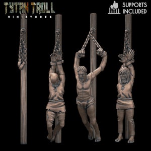 Prisoners shackled to Poles Prisoner Scatter D&D 32 mm TTRPG Miniature Fantasy Harzdruck