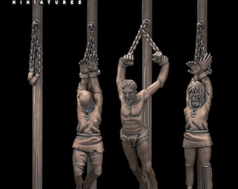 Prisoners Shackled to Poles Prisoner Scatter D&D 32mm TTRPG Miniature Fantasy resin print