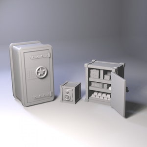 Cajas fuertes de banco para casas de muñecas, miniaturas de D&D con impresión de resina para juegos de rol y juegos de guerra
