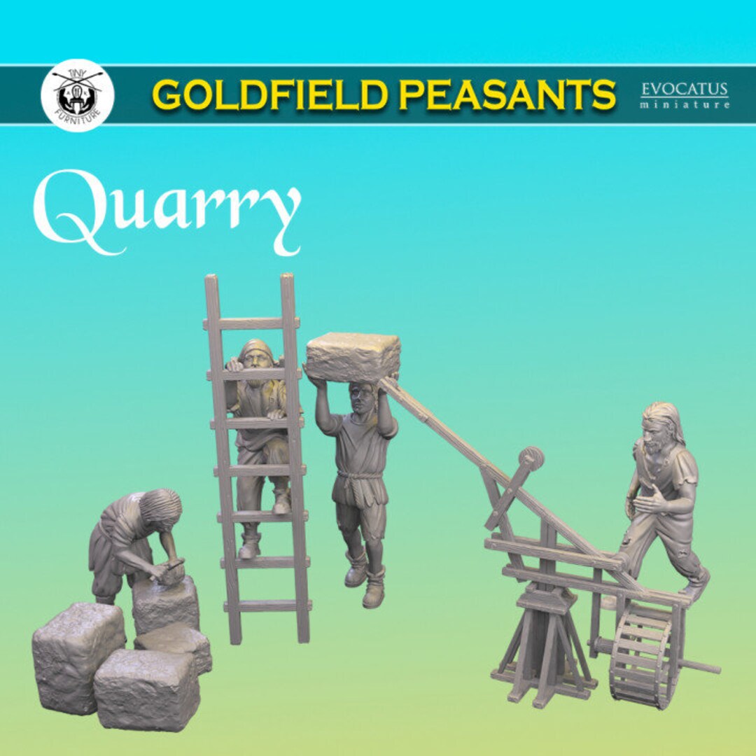 Quarry Workers Medieval Fantasy Scatter Terrain Scenery TTRPG Miniature