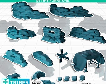 Sandbag Sand Bags Military Army Barriers War World Scatter Terrain Scenery Landscape TTRPG Fantasy dnd