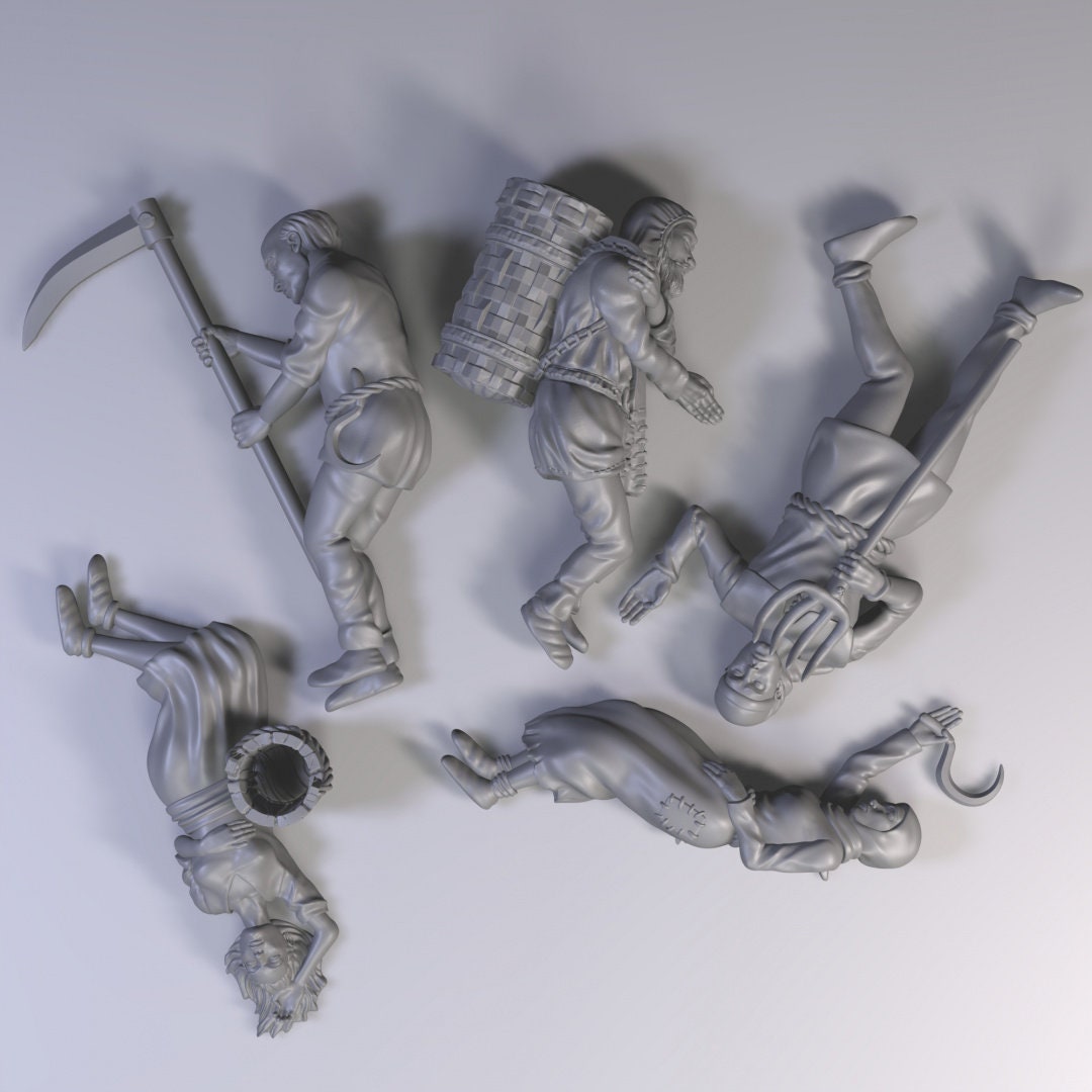 Dead Villagers Casualties Fantasy Miniature D&amp;D TTRPG Resin 3D Print ...