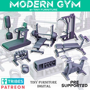 Modern Gym Scatter Terrain Scenery Landscape TTRPG Equipment Weights dumbell Bench Miniature