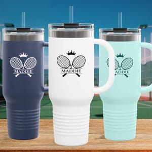 Tennis Water Bottle, Custom Tennis Gift, Insulated Sports Bottle, Gift for Tennis Players, Tennis Racket Design, Tennis Mom Gift, Tennis Cup