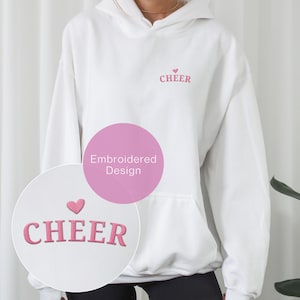Cheer Hoodie, Embroidered Sweatshirt, Gift for Cheerleaders, Cheer Team Apparel, Cheerleader Sweater, Cheer Spirit Wear, Cheer Team Hoodie
