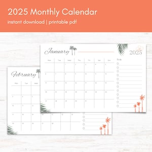 Printable Calendar 2025, Wall Art, Calendar Wall Art, 2025 Planner, 2025 Printable Planner, Dorm Decor, Palm Calendar, Beach Calendar, Palm