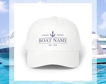 Custom Boat Name Hat, Boat Owner Gift, Nautical Fathers Day Gift, Captain Gift, Personalized Boat Gift, Sailing Baseball Hat, Sailor Gift