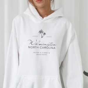 Wilmington Hoodie, Wilmington NC Gift, Wilmington nc, Wilmington Sweatshirt, NC Souvenir, Beach Hoodie, Wrightsville Beach Gift, Palm Design