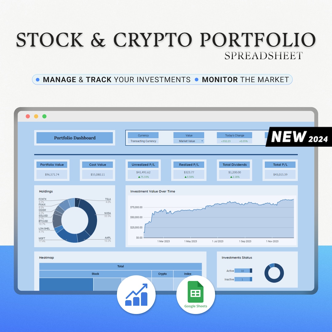 Stock Crypto Portfolio 2024 Investment Tracker Google Sheets Planner  Finance Stock Market Trading Journal Spreadsheet Organize Dashboard - Etsy